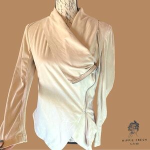 Vigoss Vegan Suede Draped Front Moto Jacket Size S